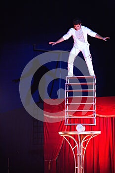 Balancing act at circus in Romania
