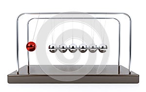 Balancing ball Newton`s cradle pendulum isolated on white background photo