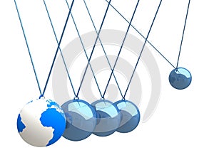 Balancing balls Newton's cradle with world map
