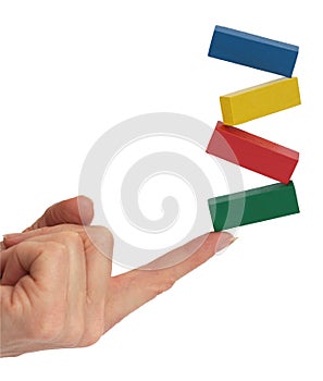 Balancing Blocks on Finger photo