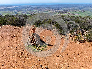 Balancing and concentration pile of rocks, pile of rocks made on the top of the mountain