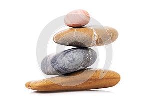 Balancing pebbles isolated. Sea stones in balance