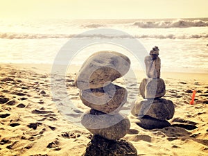 Balancing stone at the beach