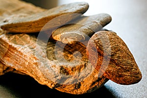 Balancing stones on a black background photo