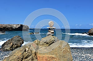 Balancing Stones in Nature with Ocean Views