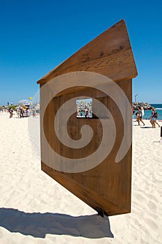 Balancing Wooden Sculpture: Cottesloe Beach