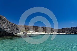 Balandra beach suspended mushroom rock mexico baja california sur photo