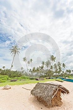 Balapitiya, Sri Lanka - A fishnet housing to keep the traditional fishnet dry
