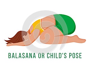 Balasana flat vector illustration