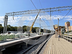 Balashikha, Russia, August, 28, 2021. Reconstruction of the platform at the Balashikha railway station. Russia, Moscow region