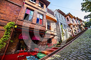 BALAT. Colorful houses in old city Balat. Istanbul.