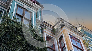 Balat district in Istanbul Turkey. Colorful houses in Balat. historic streets in Istanbul