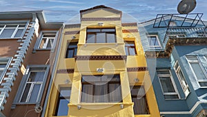 Balat district in Istanbul Turkey. Colorful houses in Balat. historic streets in Istanbul