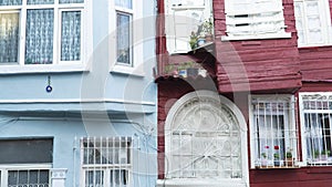 Balat district in Istanbul Turkey. Colorful houses in Balat. historic streets in Istanbul