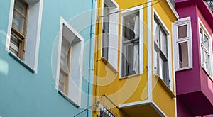 Balat district in Istanbul Turkey. Colorful houses in Balat. historic streets in Istanbul