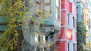 Balat district in Istanbul Turkey. Colorful houses in Balat. historic streets in Istanbul