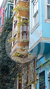 Balat district in Istanbul Turkey. Colorful houses in Balat. historic streets in Istanbul