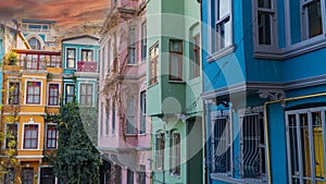 Balat district in Istanbul Turkey. Colorful houses in Balat. historic streets in Istanbul