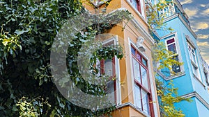 Balat district in Istanbul Turkey. Colorful houses in Balat. historic streets in Istanbul