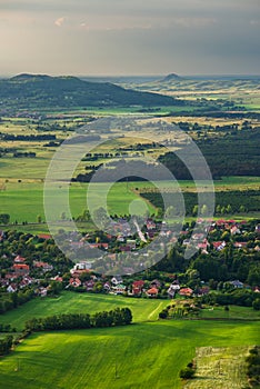 Balaton Highlands landscape. View from Csobanc at the sunset time, Hungary