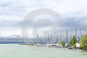 Balaton lake at nasty weather. Hungary photo