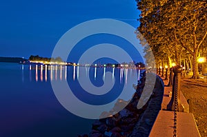 Balaton at night with walkway