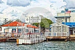 Balboa Island coastline boat launch