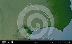 Balchik outlined, Bulgaria. Physical