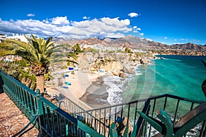 Balcon de Europa and beach in Nerja view photo