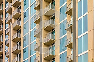 Balconies array on an apartment building