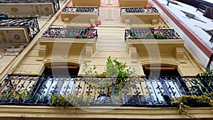 Balconies in Casco Viejo, Billao, Spain