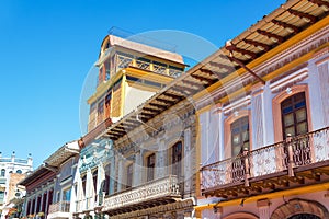 Balconies in Cuenca, Ecuador photo