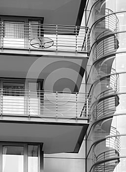 Balconies And Glass With Reflections