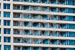 Balconies on hotel building in Tel Aviv.