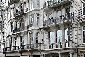 Balconies of ornate baroque style buildings