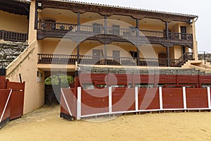 Balconies stands and burladero of the La Antigua bullring, in Bejar, Salamanca, Castilla Leon, Spain. Europe. photo