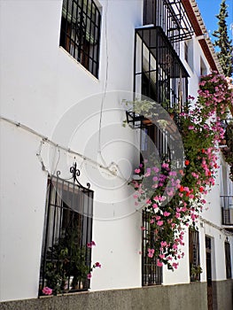 Balconies and windows with flowers of the Albayzin-Granada -Andalusia