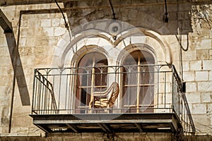 The balcony and arched windows in Jerusalem