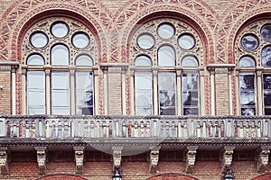 Balcony with carved windows, architectural monument