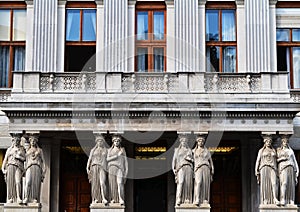 Balcony with caryatids in the Austrian Parliament Building in Vienna