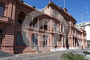 Balcony of Evita Peron - Exterior of Casa Rosada palace in Buenos Aires, Argentina photo