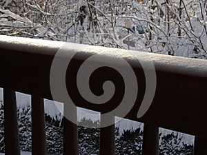 Balcony fence in winter