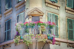 Balcony with flowerpots