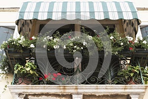 Balcony with flowers in Tuscany