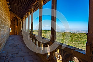 Balcony of the fortified church of Ujue, Spain
