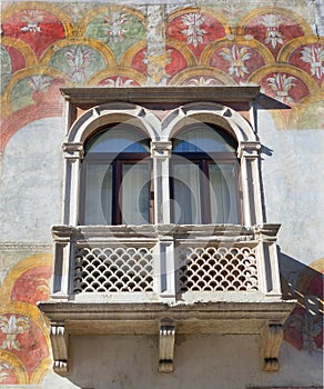 Balcony with Frescos, Cazuffi-Rella House, Piazza Duomo, Trento, Italy