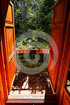 Balcony in the garden of Santos in Penaguila photo