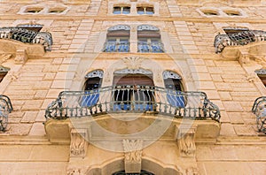 Balcony at a historic apartment building in Alcoy photo