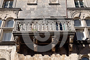 Balcony at house built in Renaissance in Korcula, Croatia