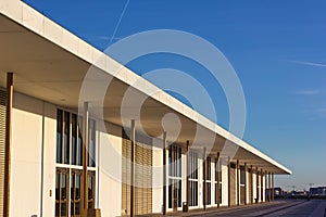 Balcony of The John F. Kennedy Center for Performing Arts at sunset before concert.